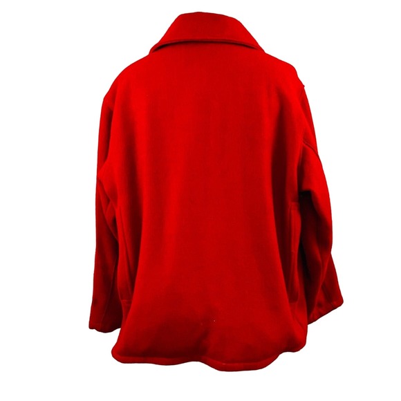 Vintage Mens 50 Duxbak Red Heavy Wool Coat Button Front 1950s Utica Sportswear - Picture 6 of 12